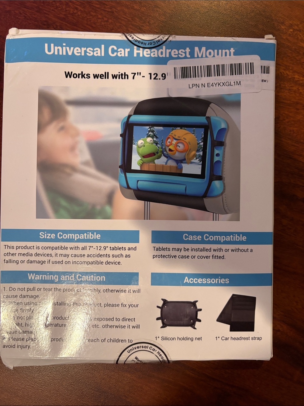Universal Blue and Black Universal Car Headrest Mount for 7"-12.9" Tablets